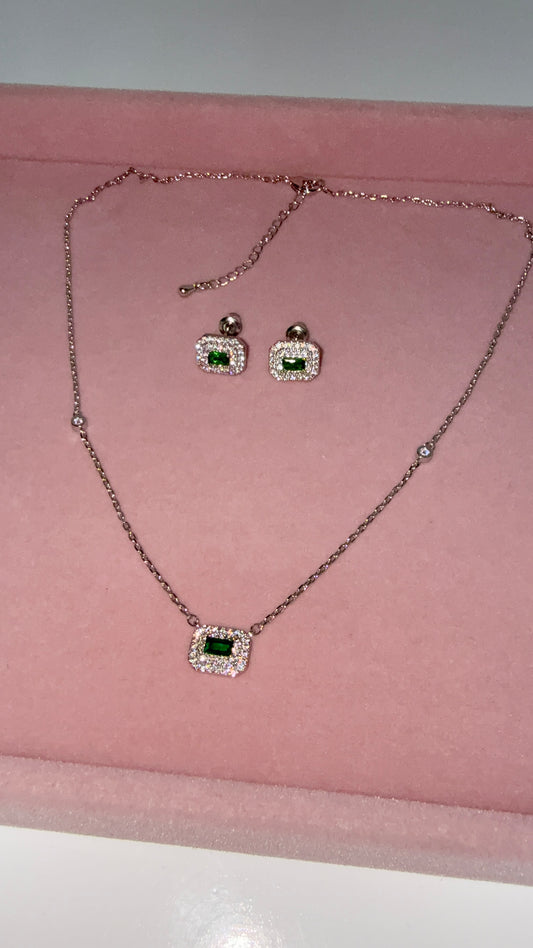 Ava Emerald Green Set | 18K Gold Plated | Brass