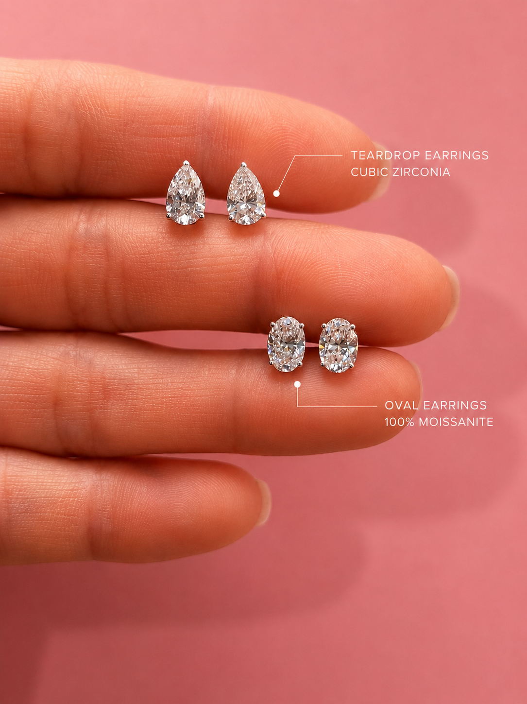 Olivia Moissanite Earrings | Sterling Silver | Tarnish Proof