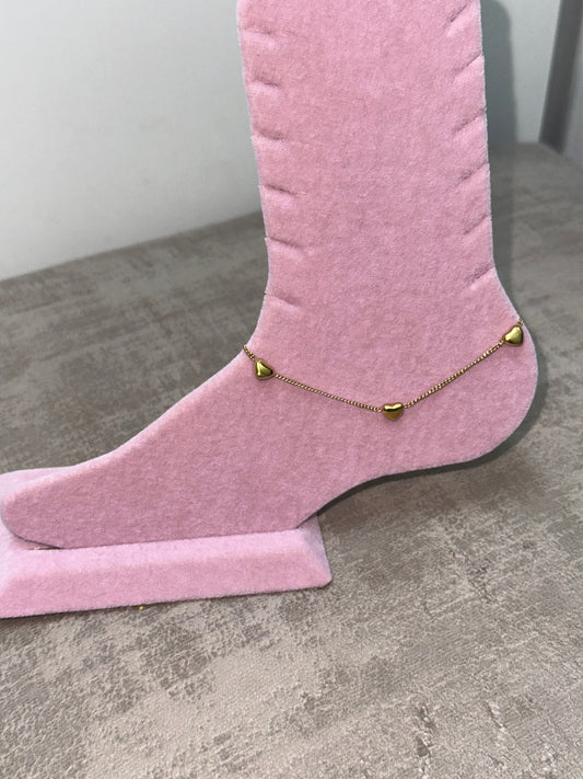 Dainty Heart Anklet | Stainless Steel | Tarnish Proof