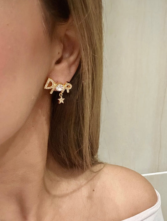 CD Star Drop Earrings | 18K Gold Plated