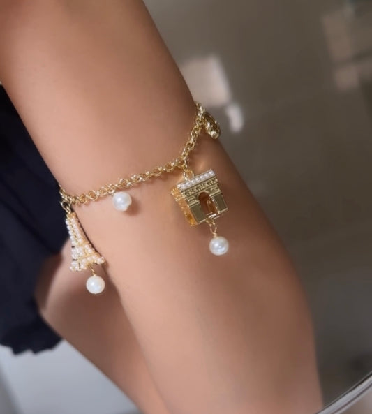 Paris Inspired Charm Bracelet | 18K Gold Plated