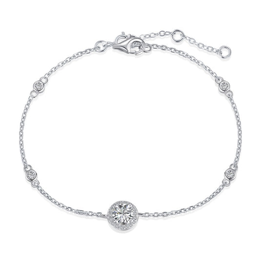 Adina Single Halo Bracelet | Sterling Silver | Tarnish Proof