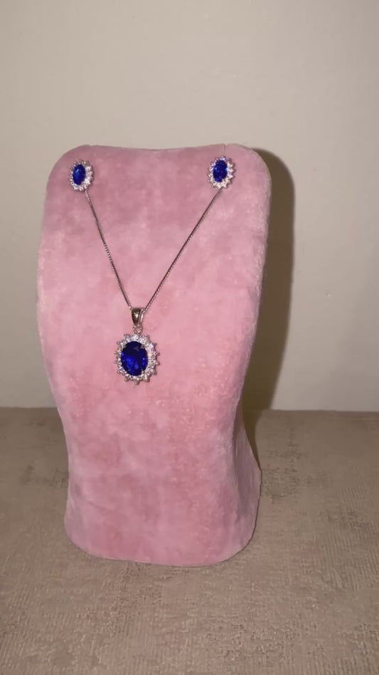 Diana Sapphire | Earrings | Necklace | Sterling Silver