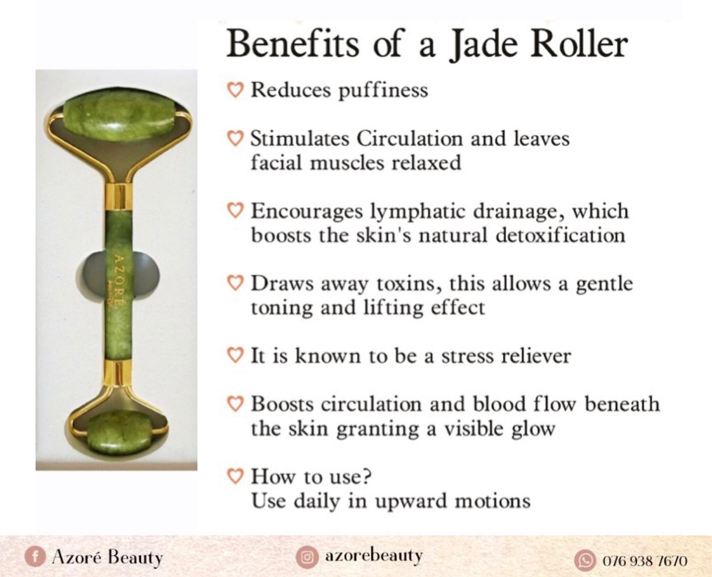 The Azoré Beauty Jade Roller