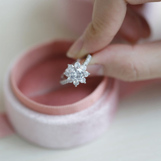Violet Flower Ring | Sterling Silver | Tarnish Proof