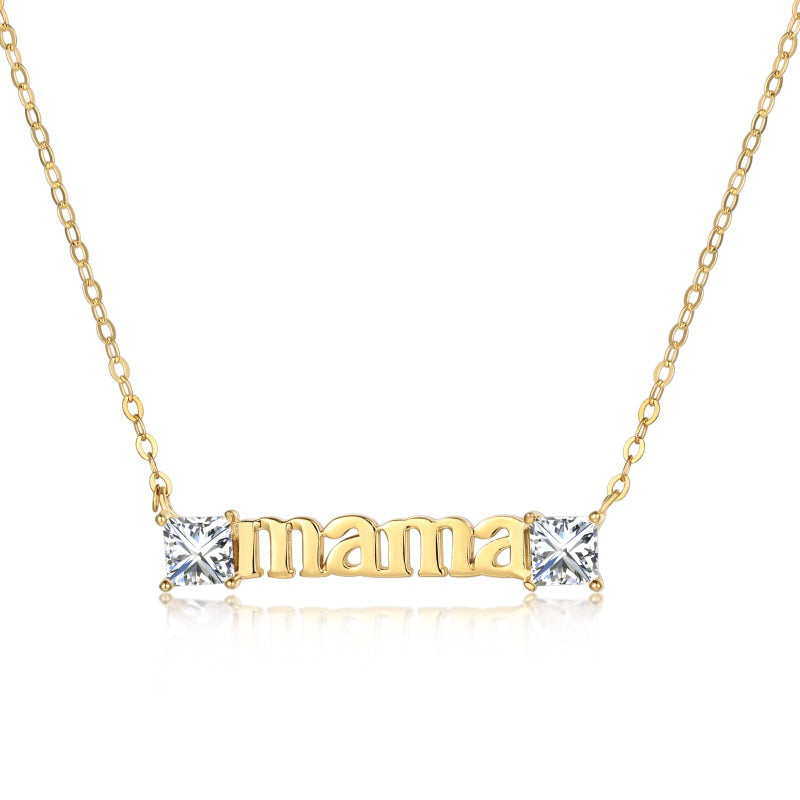 Mama Necklace with Zirconia | Sterling Silver | Tarnish Proof