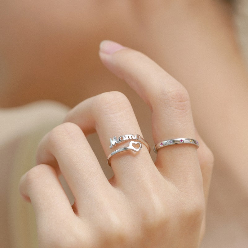 Mama Heart Ring | Sterling Silver | Tarnish Proof