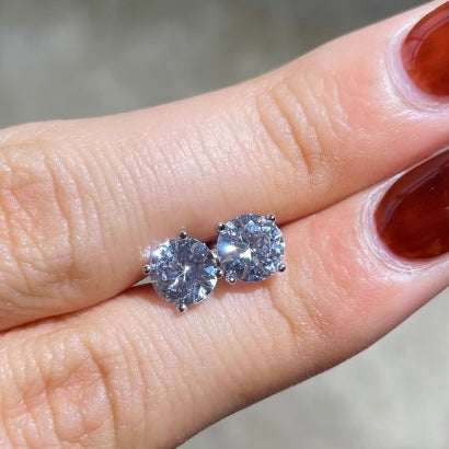 Solitaire Stud Earrings | Sterling Silver