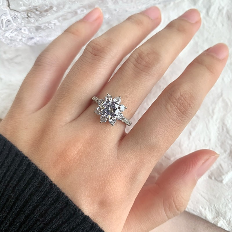 Violet Flower Ring | Sterling Silver | Tarnish Proof