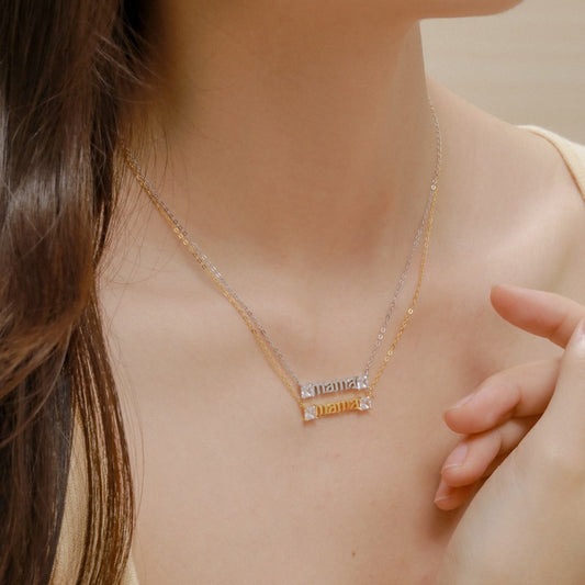 Mama Necklace with Zirconia | Sterling Silver | Tarnish Proof